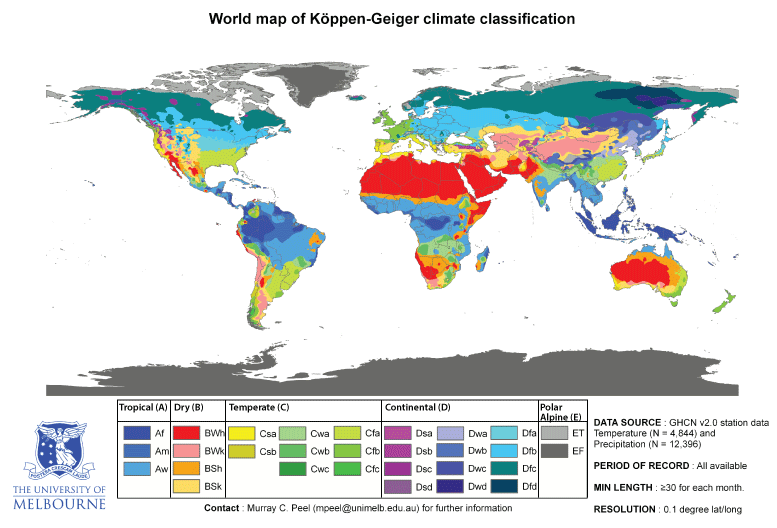 Carte de Köppen-Geiger