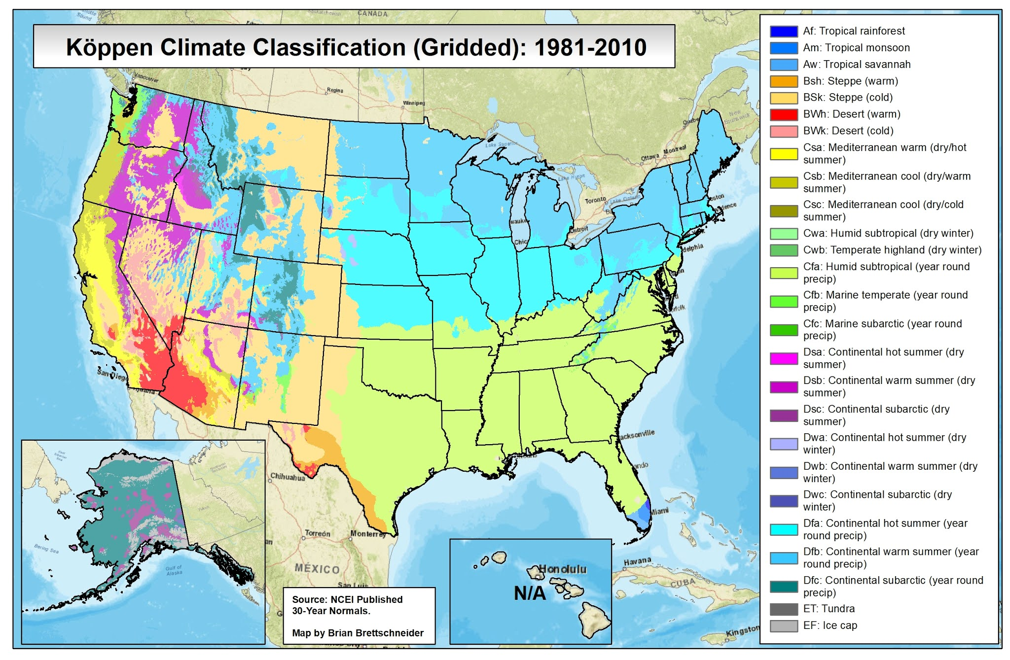 Classification de Köppen des États-Unis