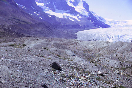 Moraines au front d'un glacier
