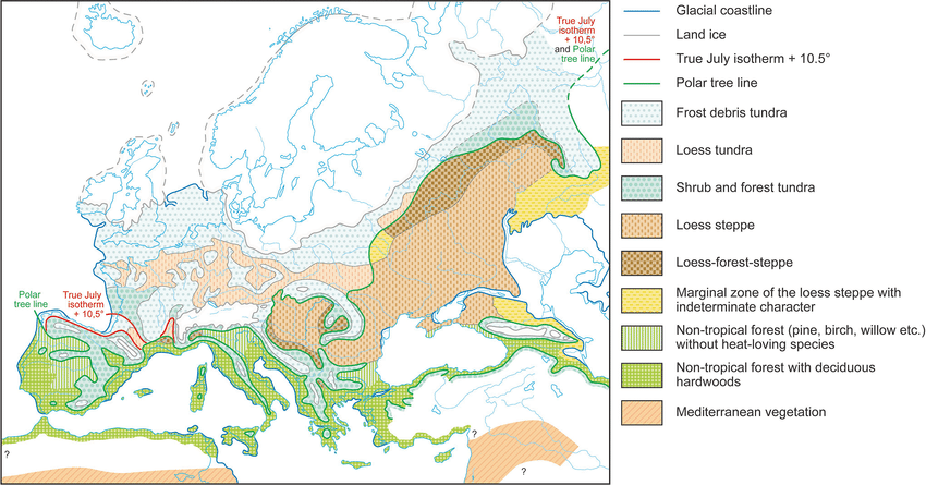 Zones climatiques de l'Europe durant le Würm