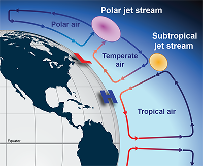 Les courants-jets polaire et subtropical
