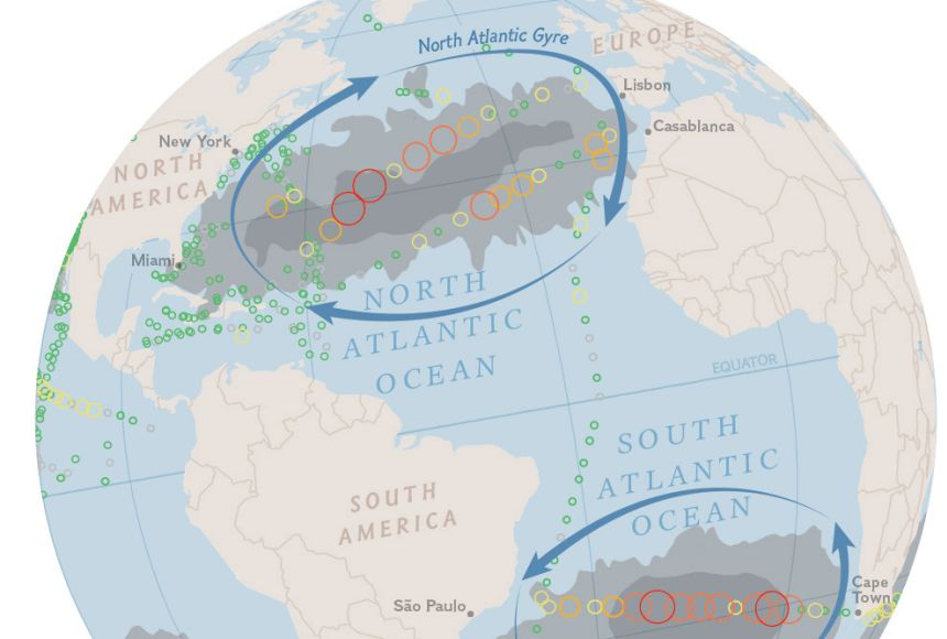 Accumulation de plastiques dans les gyres